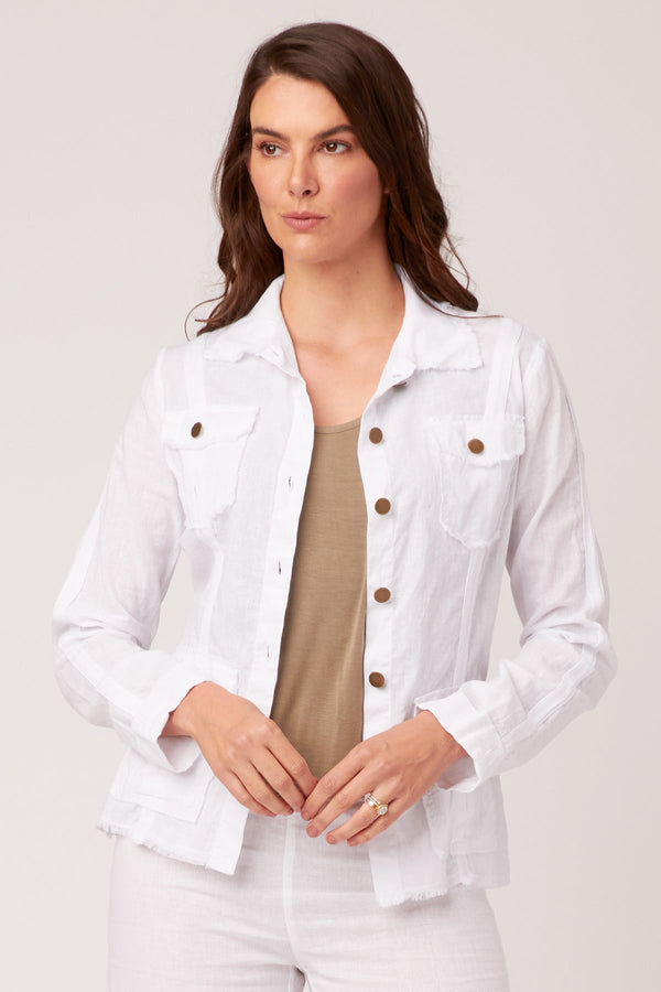 Wearables Cotton Linen Raw Edge Safari Jacket 