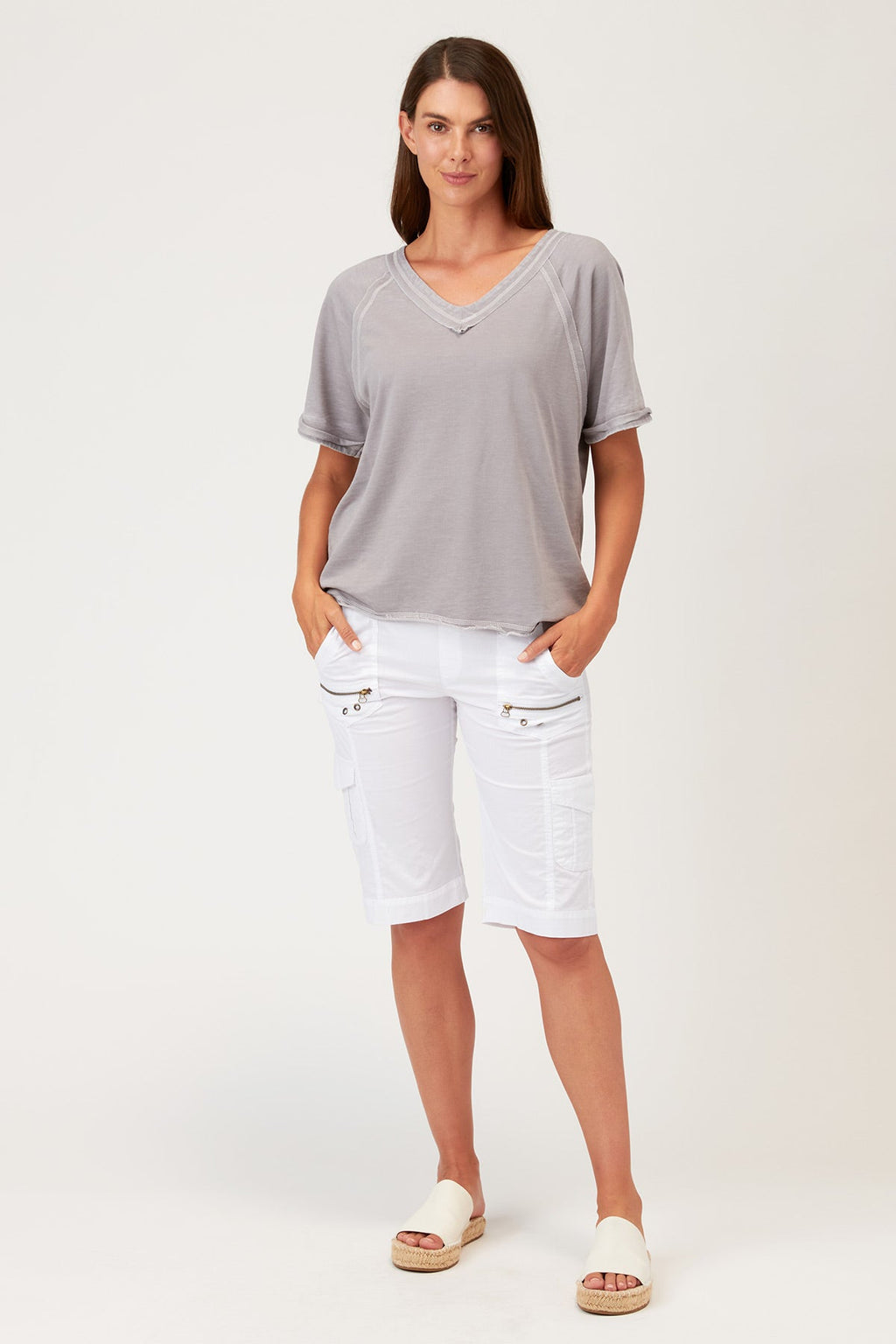 Zola Bermuda Short in White – XCVI